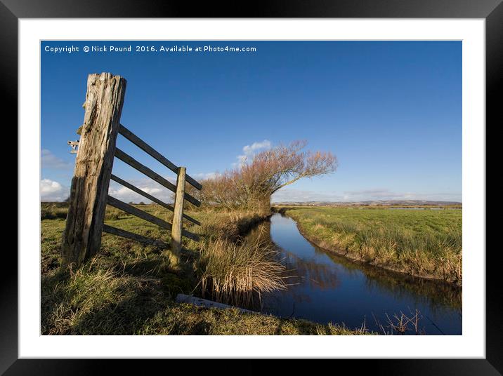 Gatepost and Ditch on the Somerset Levels Framed Mounted Print by Nick Pound