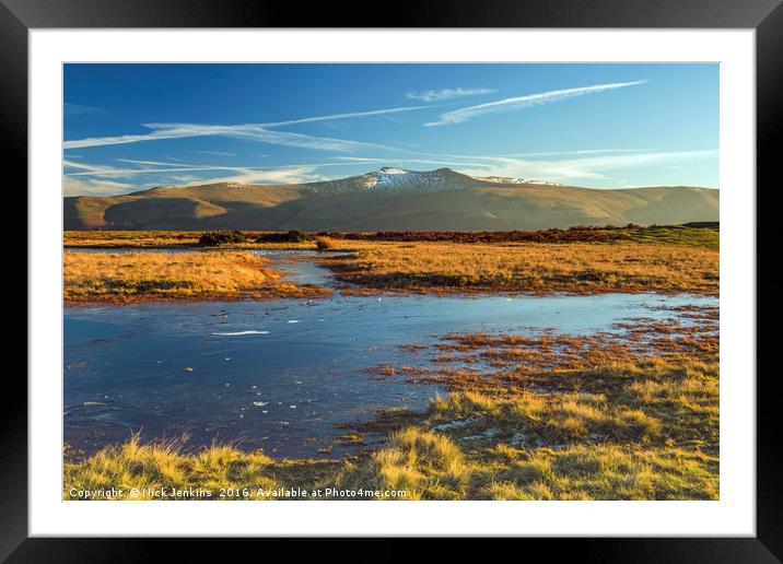 Pen y Fan across Mynydd Illtyd Pond Brecon Beacons Framed Mounted Print by Nick Jenkins