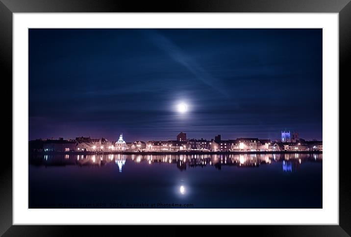 Super moon rising over blue Kings Lynn Framed Mounted Print by Simon Bratt LRPS