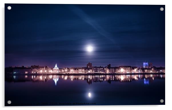 Super moon rising over blue Kings Lynn Acrylic by Simon Bratt LRPS