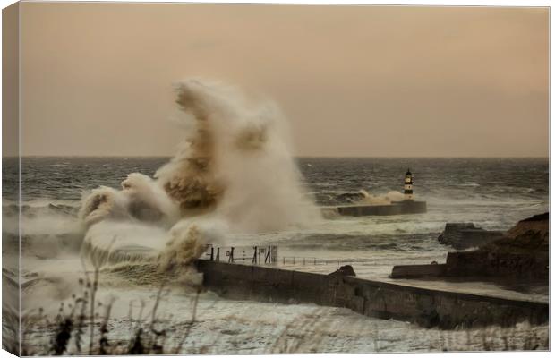 Seam Harbour rough seas Canvas Print by Kevin Tate