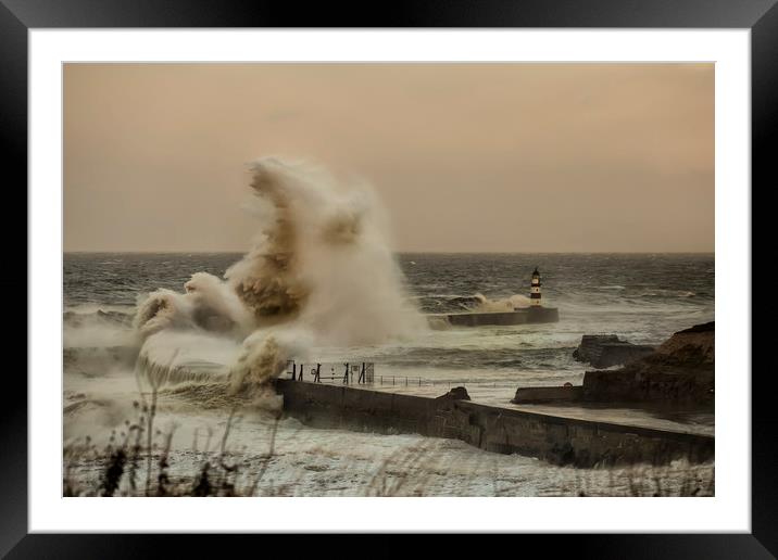 Seam Harbour rough seas Framed Mounted Print by Kevin Tate