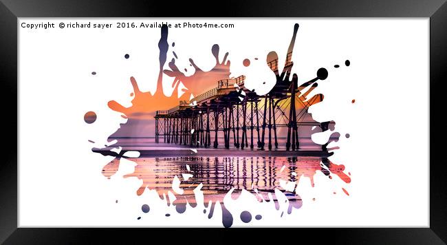 Saltburn Pier Splatter Framed Print by richard sayer