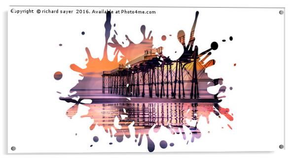 Saltburn Pier Splatter Acrylic by richard sayer