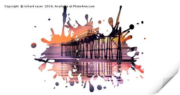 Saltburn Pier Splatter Print by richard sayer