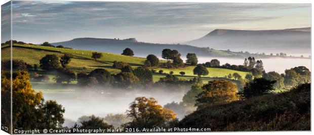 View of Vale of Usk above Talybont ok Usk Canvas Print by Creative Photography Wales