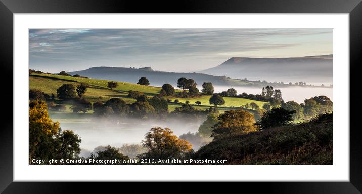 View of Vale of Usk above Talybont ok Usk Framed Mounted Print by Creative Photography Wales
