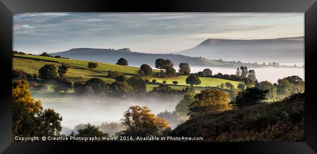 View of Vale of Usk above Talybont ok Usk Framed Print by Creative Photography Wales