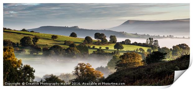 View of Vale of Usk above Talybont ok Usk Print by Creative Photography Wales