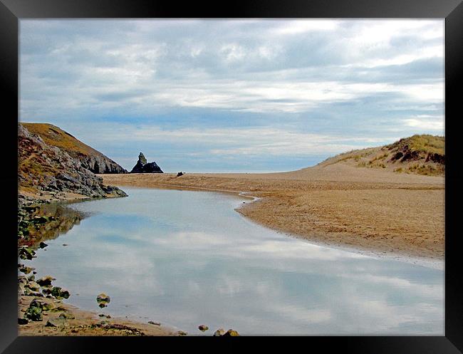 Broadhaven Beach,Pembrokeshire,Wales. Framed Print by paulette hurley