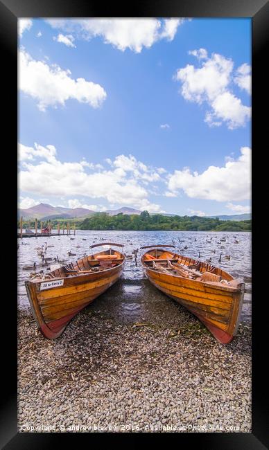 Boats on derwentwater Framed Print by andrew blakey