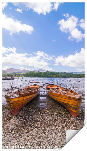 Boats on derwentwater Print by andrew blakey