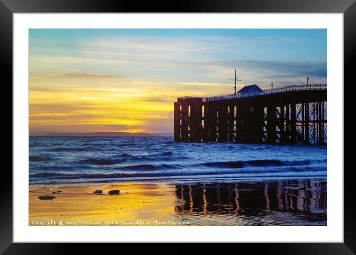 Sunrise at Penarth Pier, South Wales Framed Mounted Print by Tony Pritchard