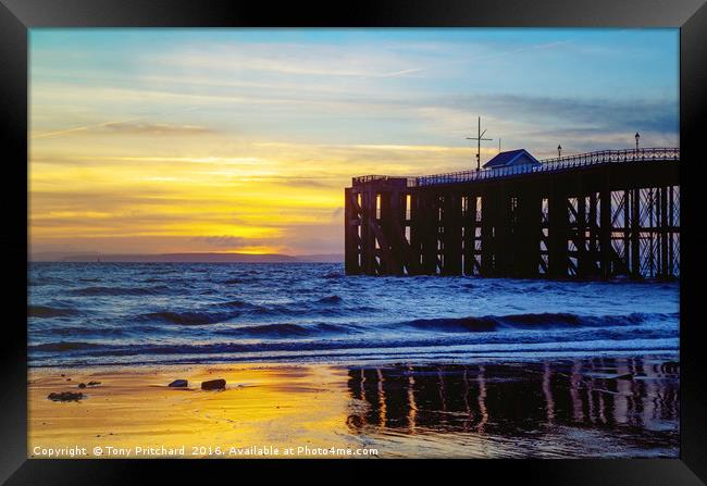 Sunrise at Penarth Pier, South Wales Framed Print by Tony Pritchard