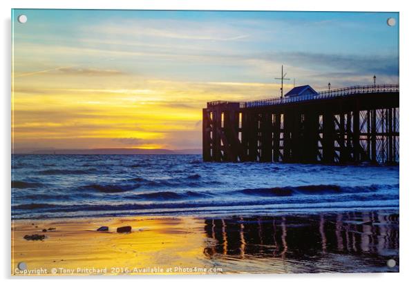 Sunrise at Penarth Pier, South Wales Acrylic by Tony Pritchard