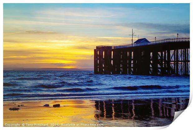 Sunrise at Penarth Pier, South Wales Print by Tony Pritchard