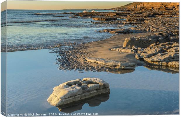 Dunraven Bay Evening Glamorgan Heritage Coast  Canvas Print by Nick Jenkins