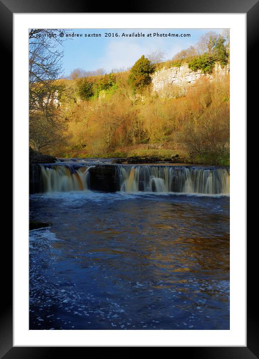 WAIN WATH WATERFALL Framed Mounted Print by andrew saxton