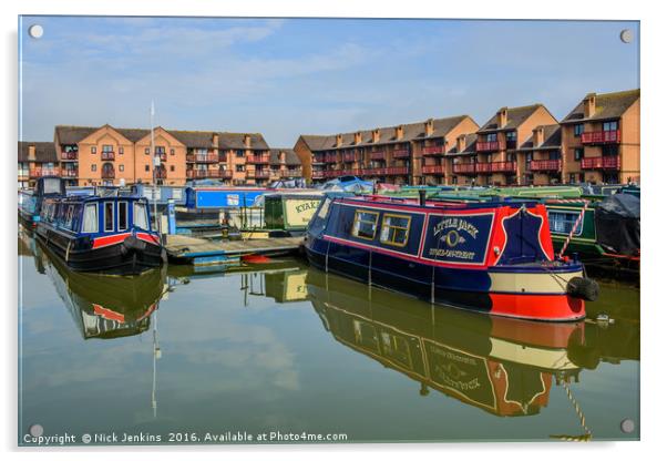 Narrowboats Hilperton Marina Staverton Wiltshire  Acrylic by Nick Jenkins