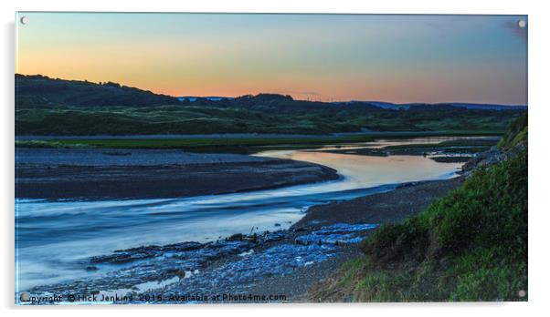 The River Ogmore Estuary Sunset Vale of Glamorgan  Acrylic by Nick Jenkins