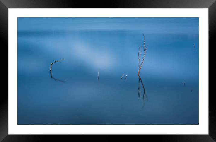 Blue pool abstract at Kenfig pool Framed Mounted Print by Bryn Morgan