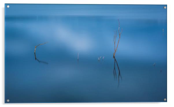 Blue pool abstract at Kenfig pool Acrylic by Bryn Morgan