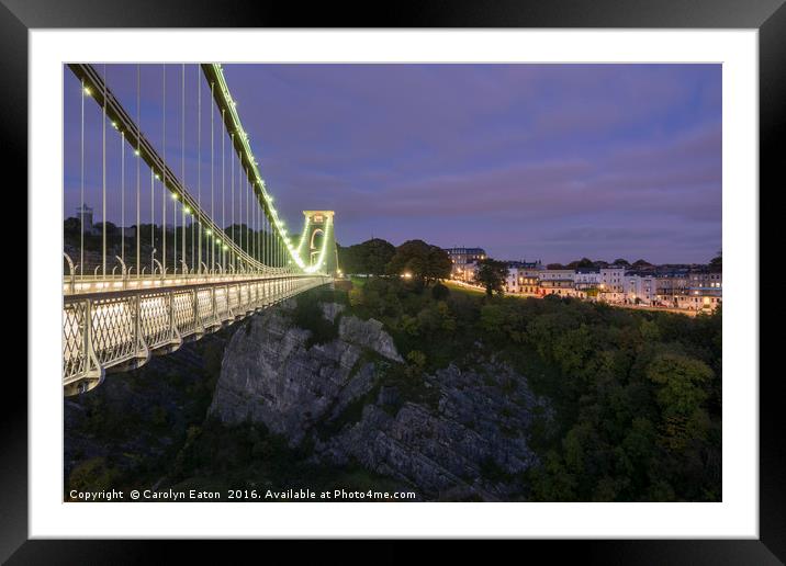Clifton suspension Bridge at Night Framed Mounted Print by Carolyn Eaton