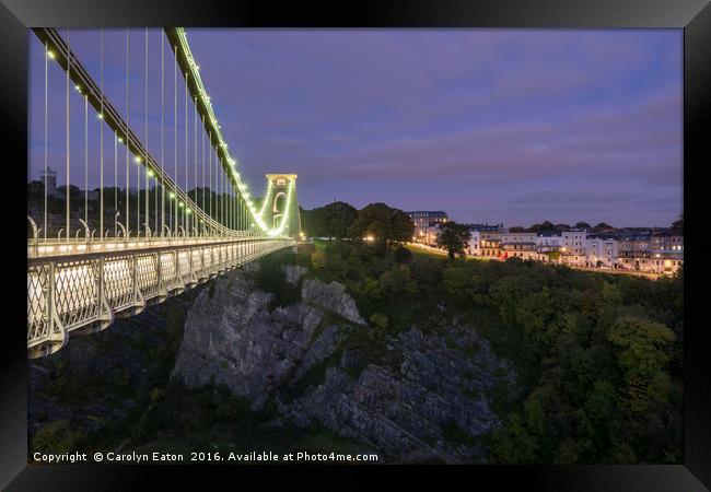 Clifton suspension Bridge at Night Framed Print by Carolyn Eaton