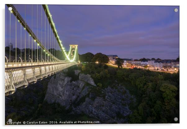 Clifton suspension Bridge at Night Acrylic by Carolyn Eaton