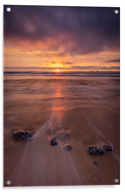 Constantine Bay Sunset, Cornwall Acrylic by Jonathan Smith