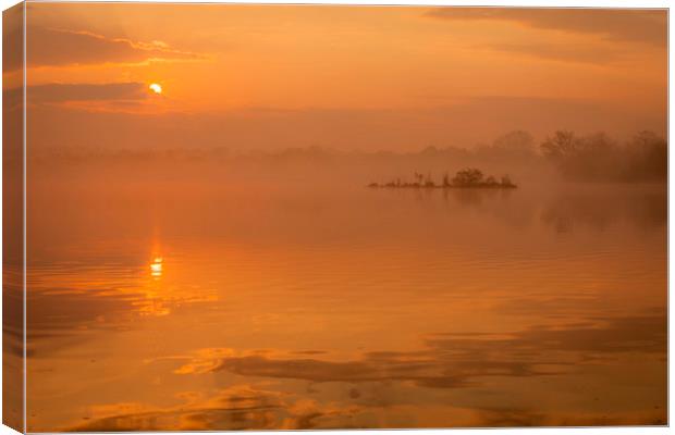 Earlswood Lakes Misty Sunrise, Warwickshire Canvas Print by Jonathan Smith