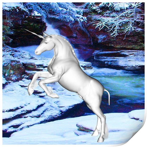 Unicorn in the Snow Print by Matthew Lacey