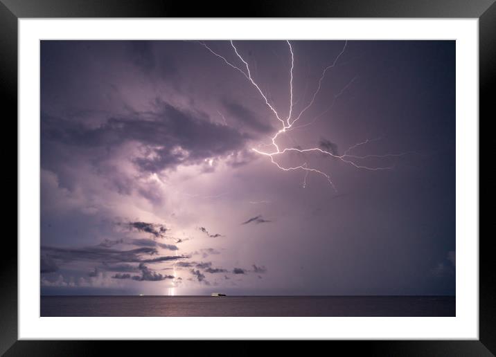 Lightning Storm Framed Mounted Print by Gail Johnson
