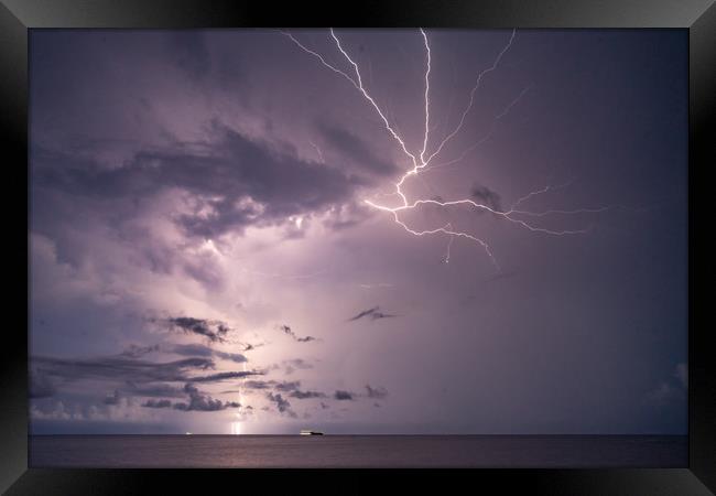 Lightning Storm Framed Print by Gail Johnson