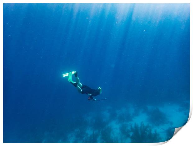  Snorkelling off the back deck  Curacao Views  Print by Gail Johnson