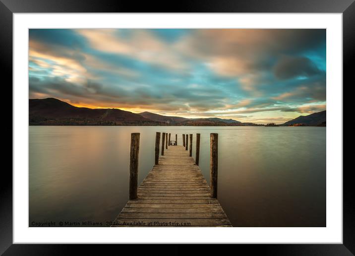 The sun sets over Derwent Water at Ashness Jetty Framed Mounted Print by Martin Williams