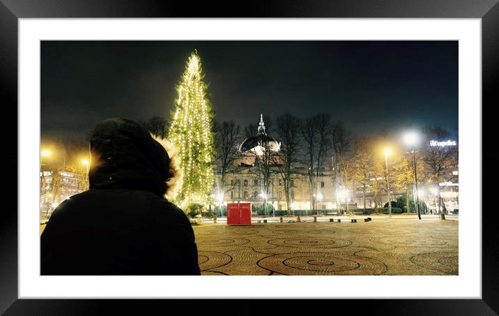 Christmas at Midnight Framed Mounted Print by Mike Evans