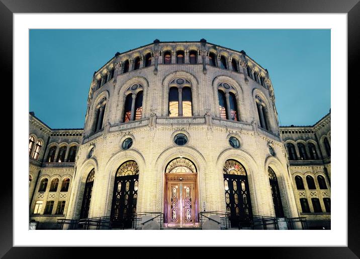  Oslo Parliament Framed Mounted Print by Mike Evans
