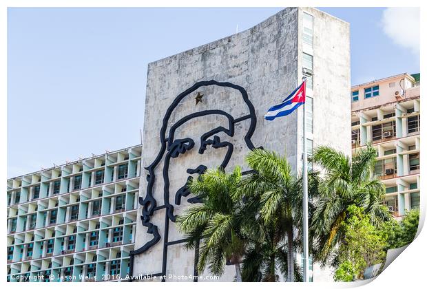 Che Guevara next to the Cuban flag Print by Jason Wells