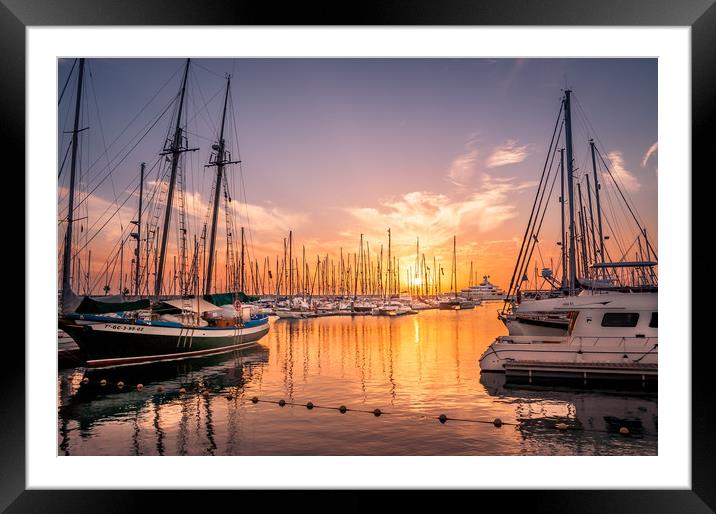 Fiery Sunset at the Bay Framed Mounted Print by Naylor's Photography