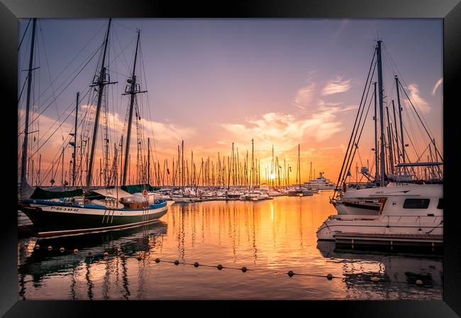 Fiery Sunset at the Bay Framed Print by Naylor's Photography