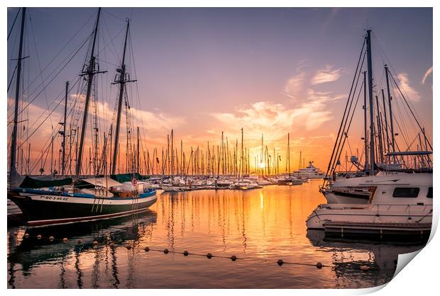 Fiery Sunset at the Bay Print by Naylor's Photography
