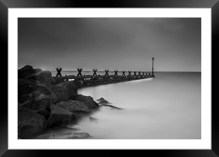 long exposure Aberaeron north beach black and whit Framed Mounted Print by Andrew chittock
