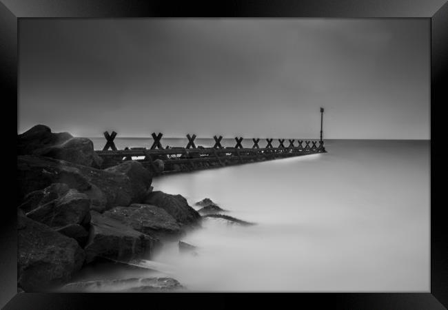 long exposure Aberaeron north beach black and whit Framed Print by Andrew chittock