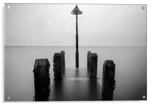 The jetty long exposure black and white Acrylic by Andrew chittock