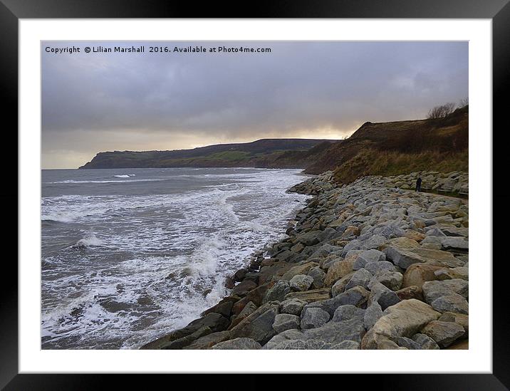 Rugged North Yorkshire Coastline Framed Mounted Print by Lilian Marshall