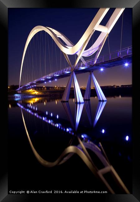 Night View of the Infinity Bridge, Stockton-on-Tee Framed Print by Alan Crawford