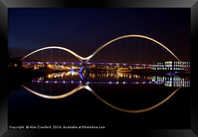 Night View of the Infinity Bridge, Stockton-on-Tee Framed Print by Alan Crawford