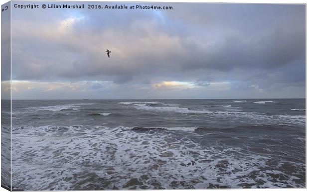 Stormy sky over the North Sea . Canvas Print by Lilian Marshall