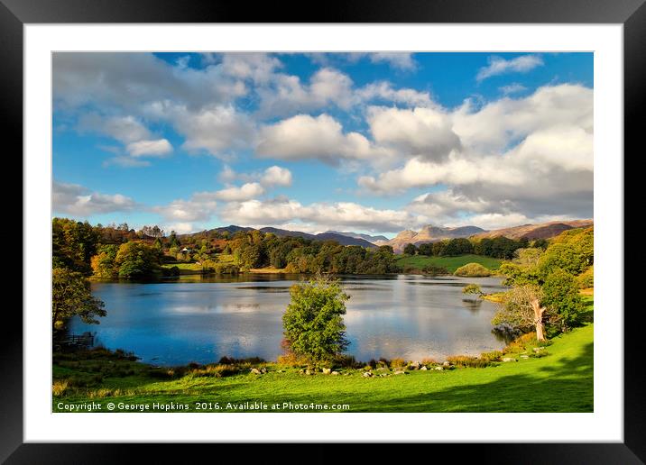 Autumn at Loughrigg Tarn Framed Mounted Print by George Hopkins
